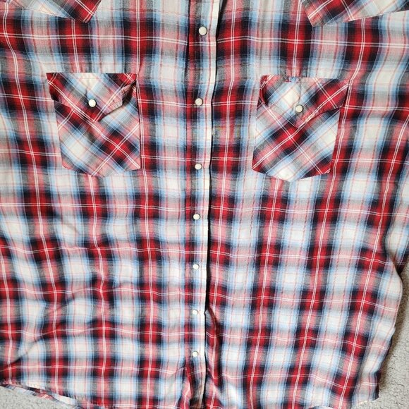2x VTG Ely Plains BIG MAN Plaid Pearl Snap Short Sleeve Western Shirt Size 2X - Picture 7 of 16